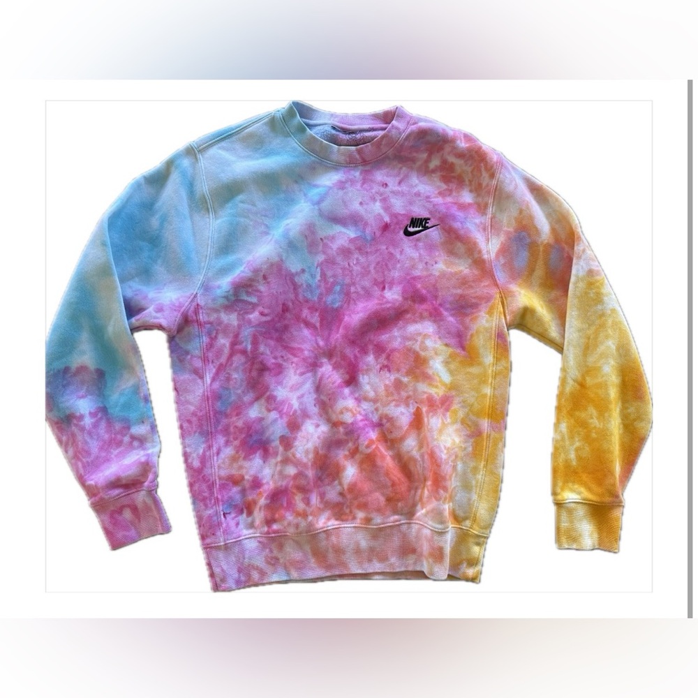 Nike Tie-Dye Sweater - Multicolor Colorful Crewneck Long Sleeve XSmall